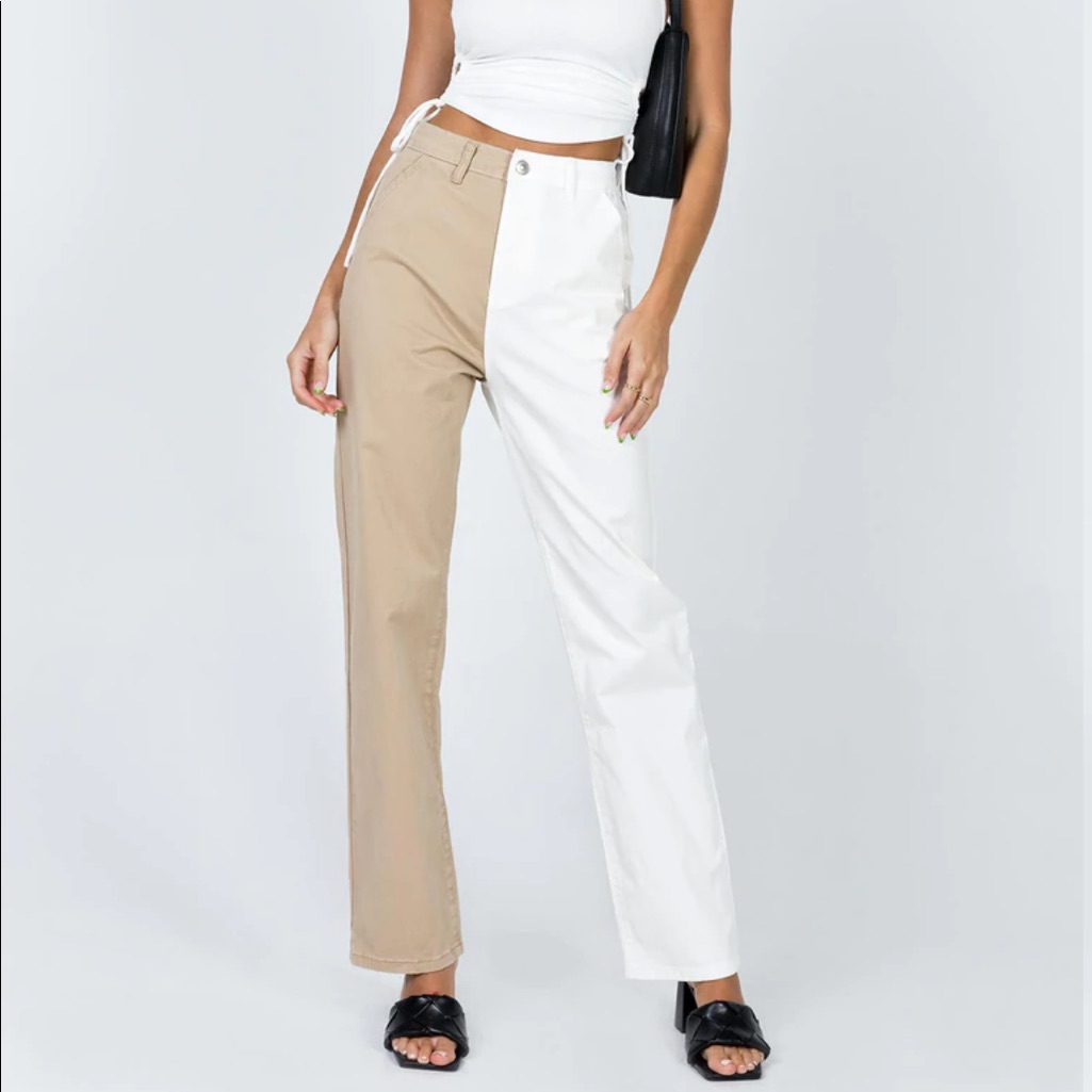 Princess Polly Kingston Mom Jean Beige/White